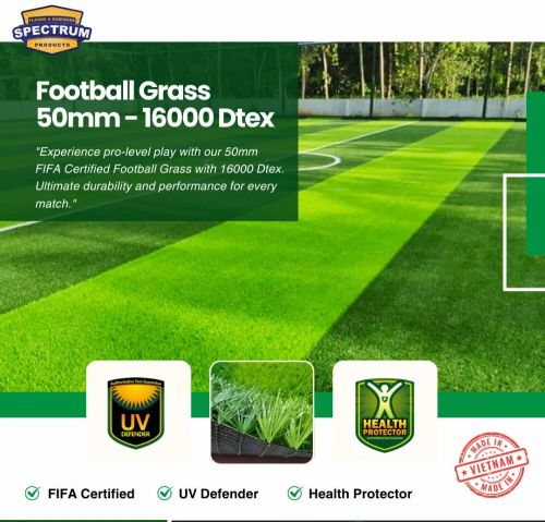 Polypropylene 50mm Artificial Grass Football Turf, Color : Green