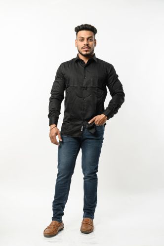 Collar Neck Mens Cotton Formal Shirts, Color : White, Black, Blue