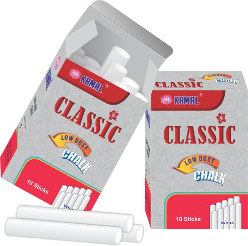 10 Piece Pack Classic White Low Dust Chalk