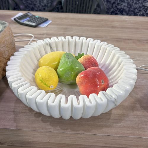 Plain Stone Fruit Bowls, Color : White 12” 12” 5”