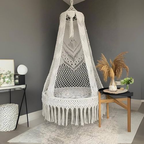 Home Decor Rope Macrame Hammock Swing, Color : Natural 36 X 60