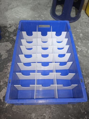 TP Enterprise HDPE Industrial Partition Plastic Crate, Color : Blue