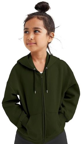 Cotton Plain Girl Black Zip-up Hoodie S, Technics : Machine Made