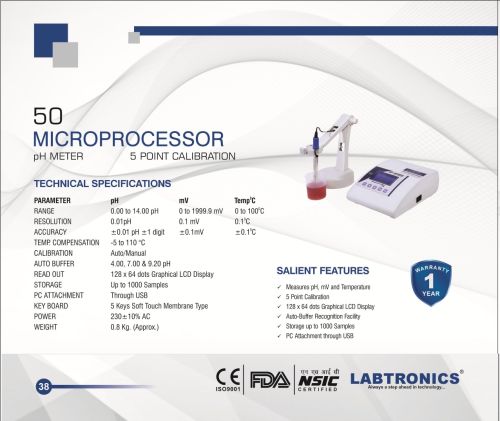 50Hz-65Hz Automatic Microprocessor Based PH Meter