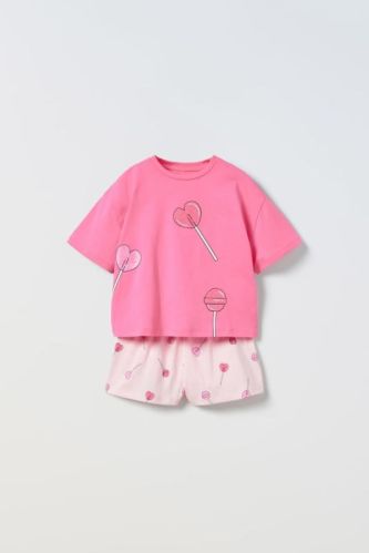 Cotton Girls Printed Co-Ord Set, Color : Multicolor