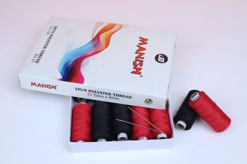 Dyed MANISH SPUN POLYESTER THREAD, Packaging Type : Multicolor