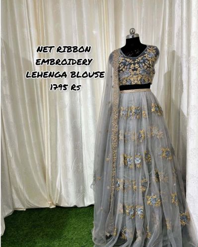 Embroidered Net Fabrics, Color : Grey Ethnic Wear