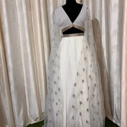 *SEQUENCE ZARI EMBROIDERY ON NET FABRIC* *( DYEBLE )*