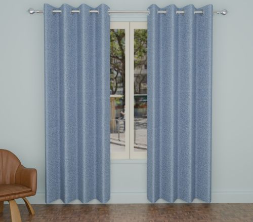 Polyester 4d Print 121 Blue Window Curtain, Technics : Machine Made