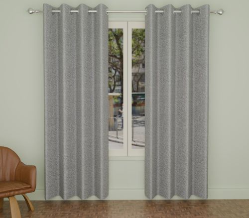 Polyester 4d Print 121 Grey Window Curtain, Technics : Machine Made