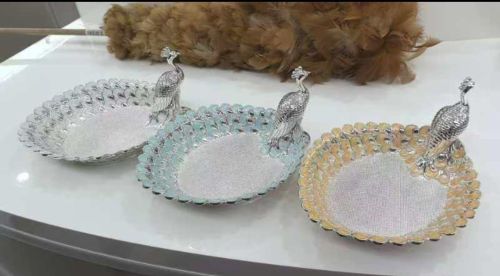 Zinc Alloy Polished Silver Plated Serving Platter 7*4*4.5 Inch