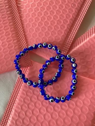 Glass Blue Evil Eye Bracelet, Shape : Round
