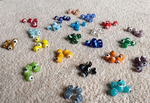 Printed Glossy Glass Fancy Evil Eye Beads, Beads Shape : Round
