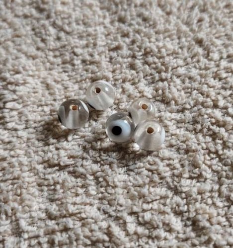 Polished Glass Transparent Evil Eye Beads, Beads Shape : Round