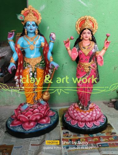 Plain Fiber Laxmi Narayan Statue, Color : Multi Colour, Customized