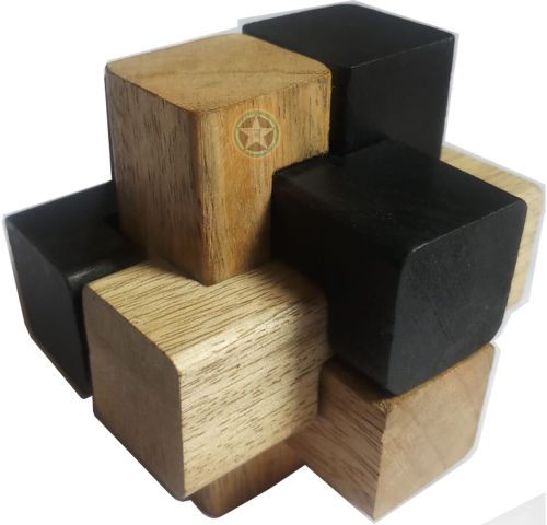 Wooden jigsaw burr puzzle 3x3x inch