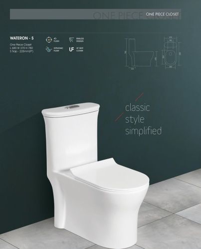 Ceramic Floor Mounted One Piece Closet, Color : White