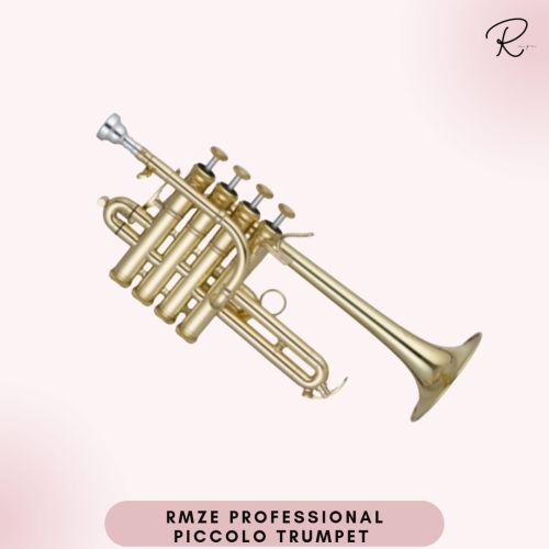 Polished Brass Rmze Professional Grade-1 Gold Piccolo Trumpet