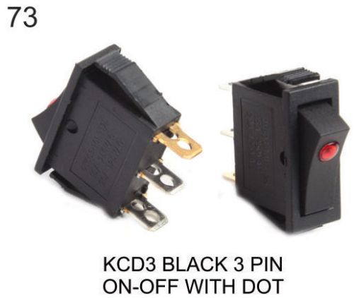 Kcd3 Black 3 Pin Long Rocker Switch