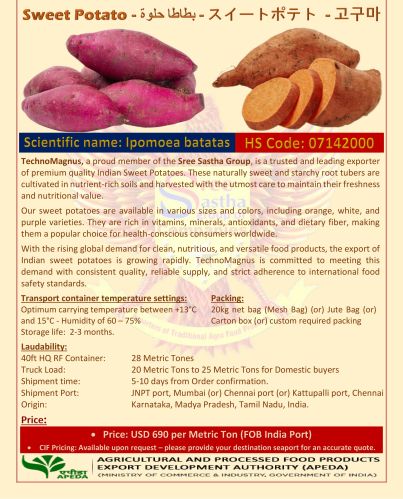 Natural Sweet Potato, Brand Name : Sree Sastha, Variety : Covington