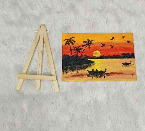 Mini Canvas Painting- Sunset View 6 X 4 INCH, Brand Name : DNP