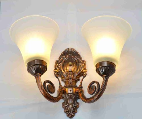 Amson Brass Polished Glass Moroccan Wall Lamp, Color : White