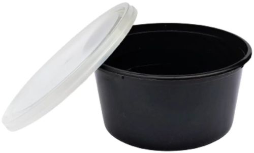 Plain 500ml Black Plastic Round Food Container