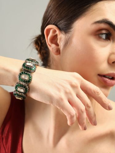 925 Sterling Silver Aarohi Polki Bangle, Color : White