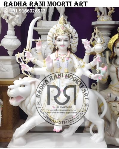 Polished Plain Durga Mata Marble Moorti, Design Type : Unique Design