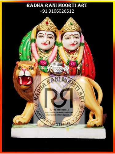 Plain Polished Marble Chamunda Mata Moorti