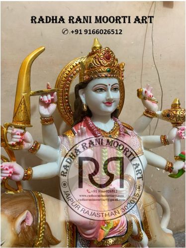 Polished Plain Marble Durga Maa Statues, Color : Golden