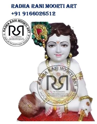 Polished Plain Marble Laddu Gopal Ji Moorti
