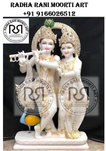 Painted Polished Marble Yugal Sarkar Moorti Multi Size, Multisizes