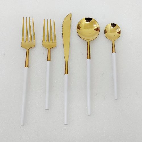 Plain Polished Metal & Plastic Cutlery Set Standard Modern