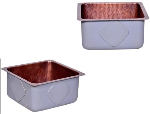 Polished Square Copper Kitchen Sink, Color : Brown, White