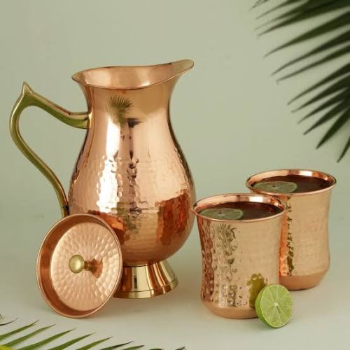 Krafts Inn Chrome Finish Polished Copper Jug Set, Color : Multicolor
