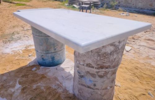 Polished Marble Table Top, Color : White for Dining Room Furniture