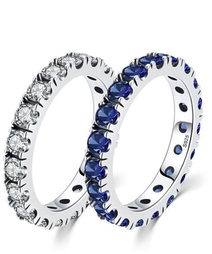 925 Sterling Silver Rhinestones Rings 6, 7, 8