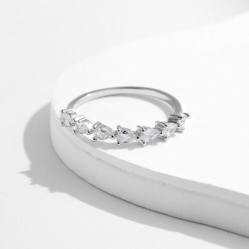 925 Sterling Silver Water Droplets Zircon Ring