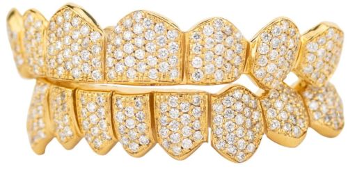 Men Gold Plated Sterling Silver Moissanite Diamond Grillz