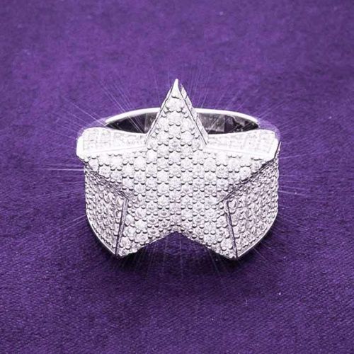 Men Hiphop Sterling Silver Moissanite Ring Wedding Wear