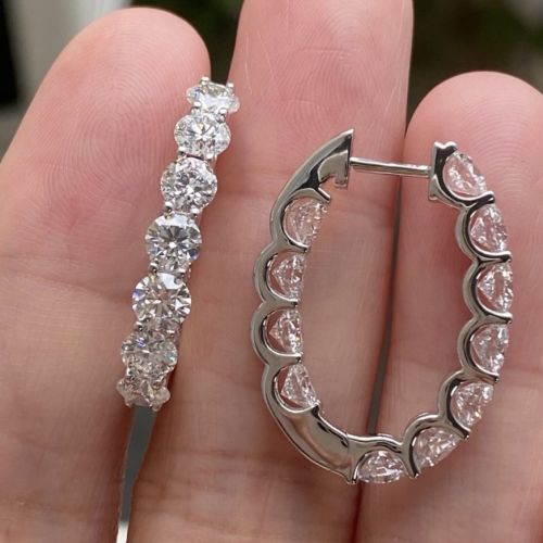 Women Gold Diamond Lab Grown Hoop Earring