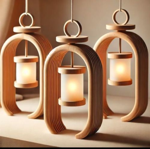 Plain Stylish Wooden Lamp, Shade Shape : Bell