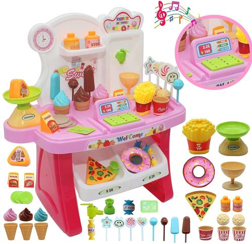 Plastic Pretend Play Mini Supermarket Toy Set, Color : Multi-color