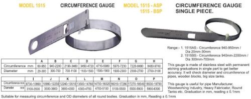 Stainless Steel 1200-1500 Mm Circumference Gauge 18530 to 19790, 0.20mm