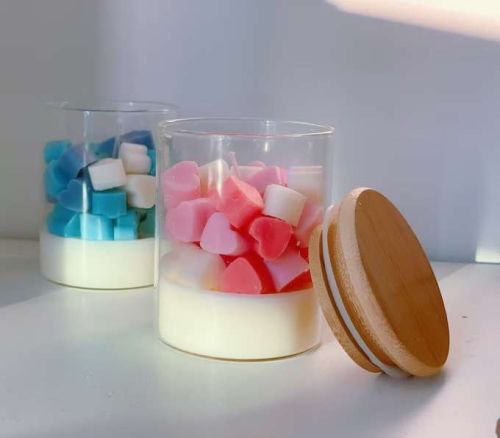 Decorative Glass Scented Soy Wax Candle, Color : Multicolor