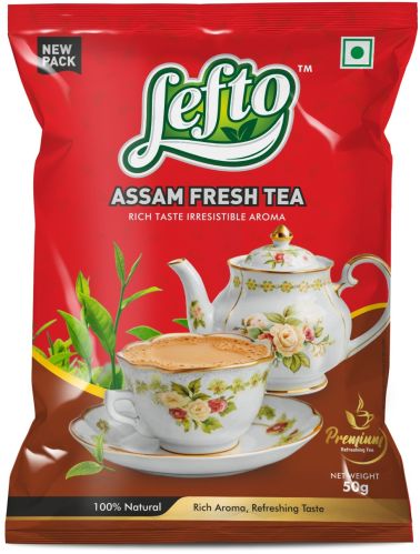 50gm Lefto Assam Fresh Tea, Packaging Type : Plastic Pouch