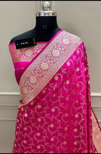 Ladies Pink Eragon Jaal Katan Silk Banarasi Saree