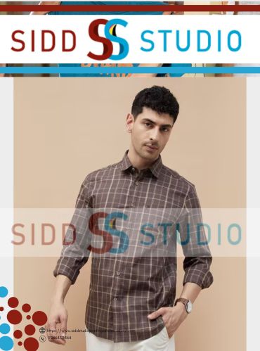 Collar Neck Silk Cotton Checks Shirts, Color : Multi Color