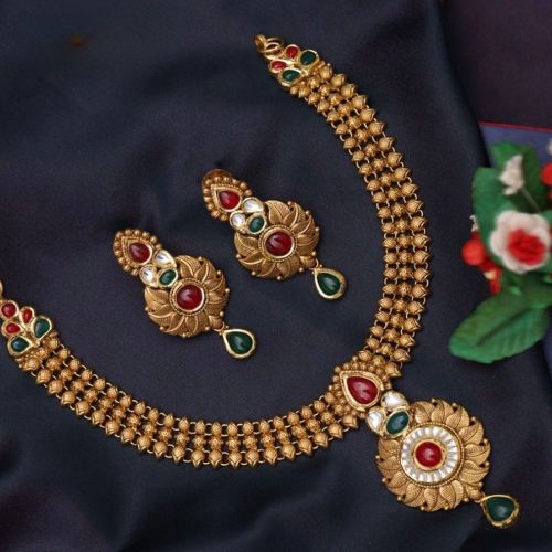 Gold 46.800 GM Necklace Set Party, Wedding, Gender : Female